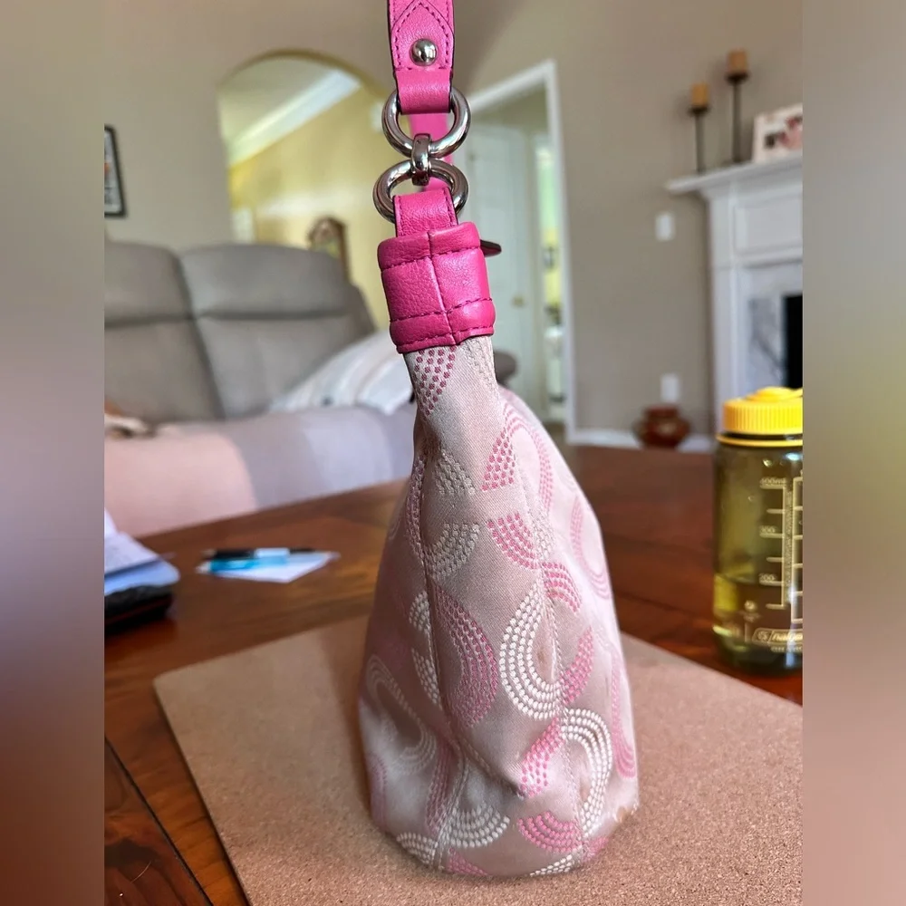 Coach Ashley Dotted OP Art Signature Shoulder Bag, Cream/Pretty Pink, GUC - Picture 7 of 16